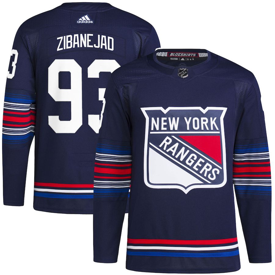 Men New York Rangers 93 Mika Zibanejad adidas Navy Alternate Authentic Primegreen Player NHL Jersey